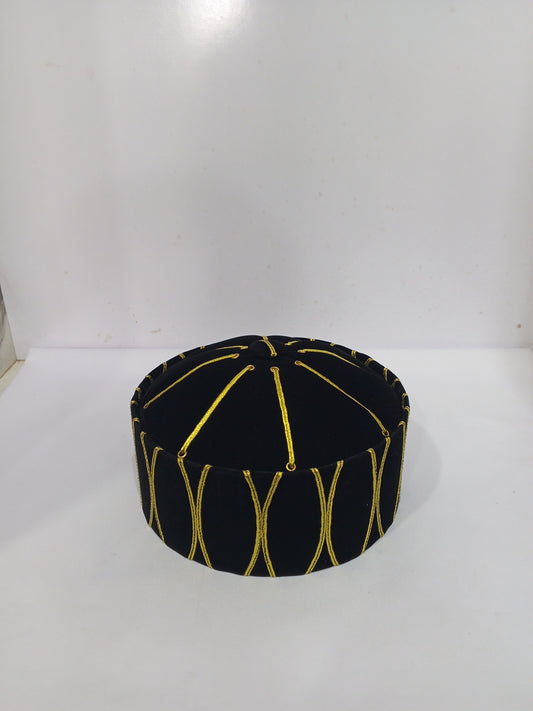Fancy Cap Black With Golden Line