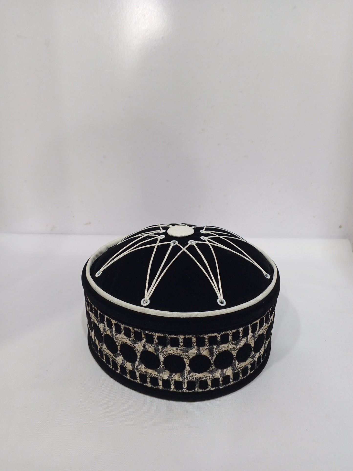 Fancy Cap Black With White Lines
