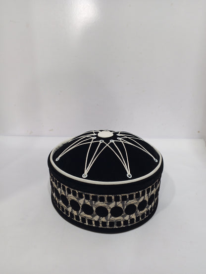 Fancy Cap Black With White Lines