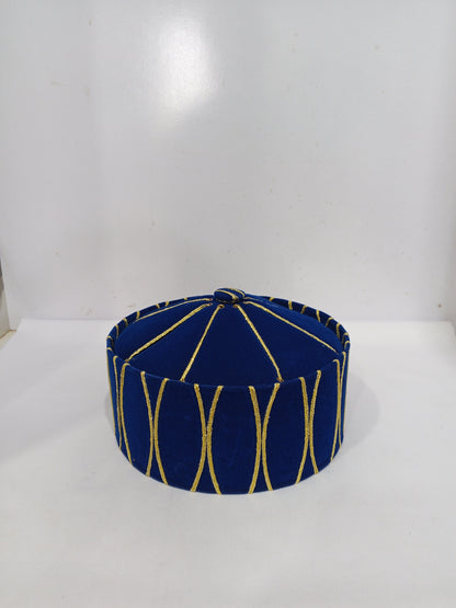 Fancy Cap Blue With Golden Lines