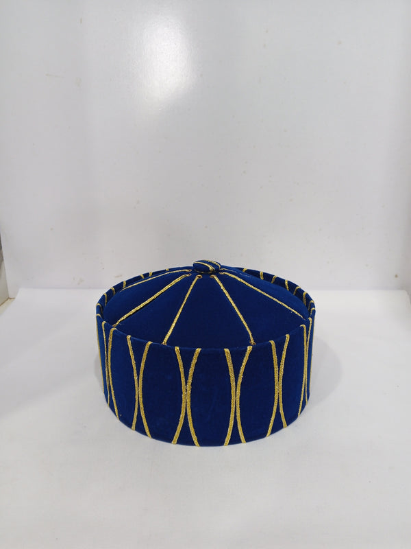 Fancy Cap Blue With Golden Lines
